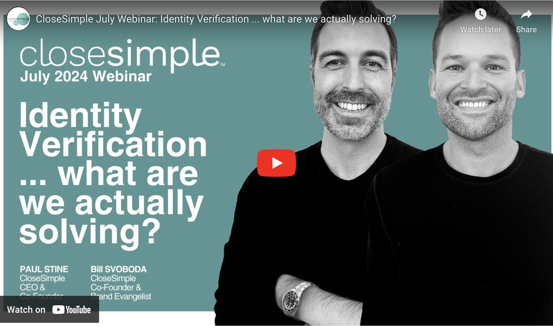 July Webinar on Identity Verification